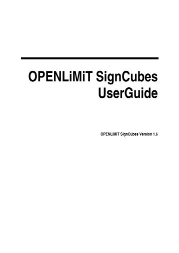 1. OPENLiMiT SignCubes UserGuide