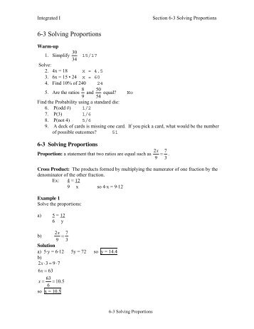 6-3 Solving Proportions notes