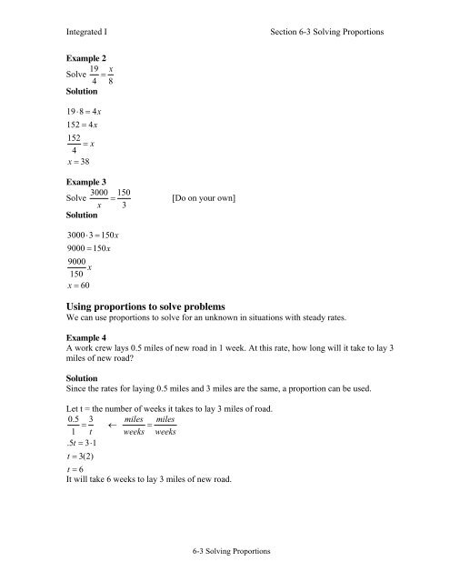 6-3 Solving Proportions notes