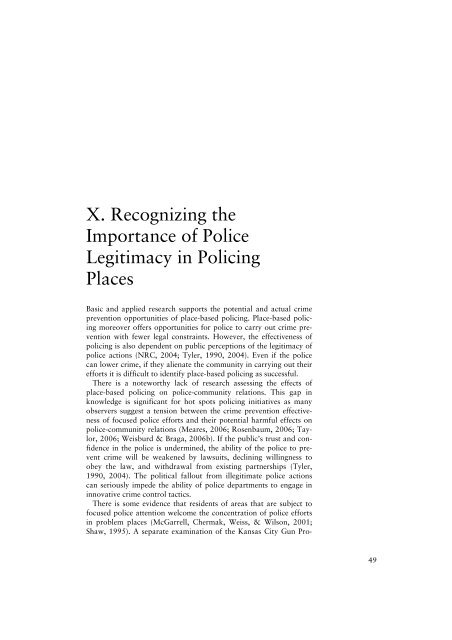 The Importance of Place in Policing - Empirical Evidence and Policy ...