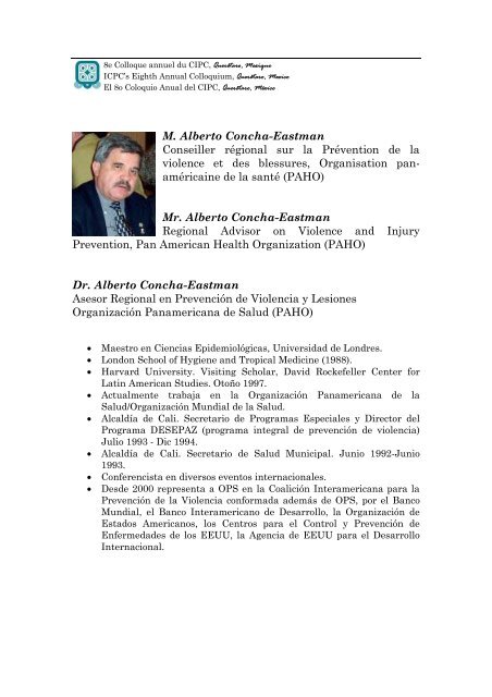 Dr. Alberto CONCHA EASTMAN - International Centre for the ...