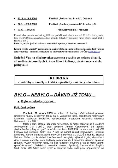 Kacabajka - červen 2005, 1.část - Folklorní sdružení ČR