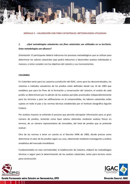 MÃDULO 2 â VALORACIÃN CON FINES CATASTRALES ...