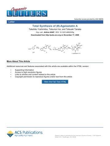 Total Synthesis of (#)-Agelastatin A - Group Renaud