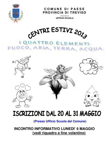 Centri estivi 2013 - Comune di Paese