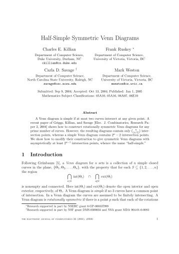 Half-Simple Symmetric Venn Diagrams - Computer Science ...