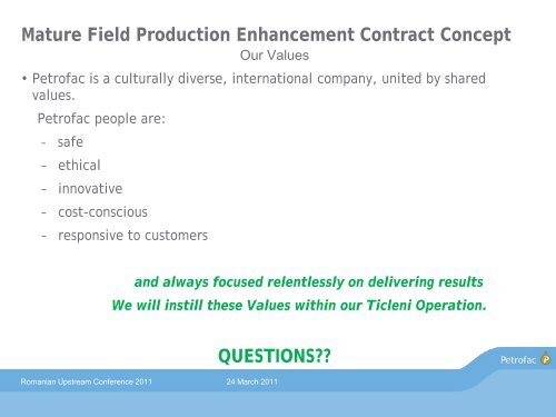 Mature Field Production Enhancement Contract ... - Petroleumclub.ro