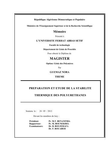 MAGISTER - UniversitÃ© Ferhat Abbas de SÃ©tif