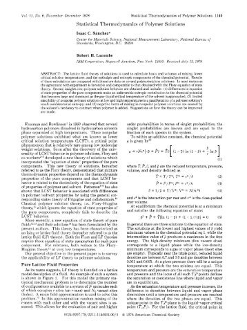 Statistical Thermodynamics of Polymer Solutions - Department of ...
