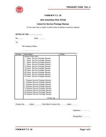 TREASURY CODE VOL- II FORM M.P.T.C. 38 ... - Mptreasury.org