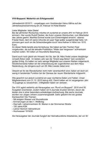 VVV-Boppard: Weiterhin ein Erfolgsmodell Jahresbericht 2010/11 ...