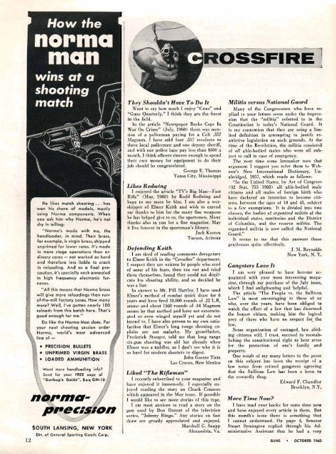 GUNS Magazine October 1960 - Jeffersonian