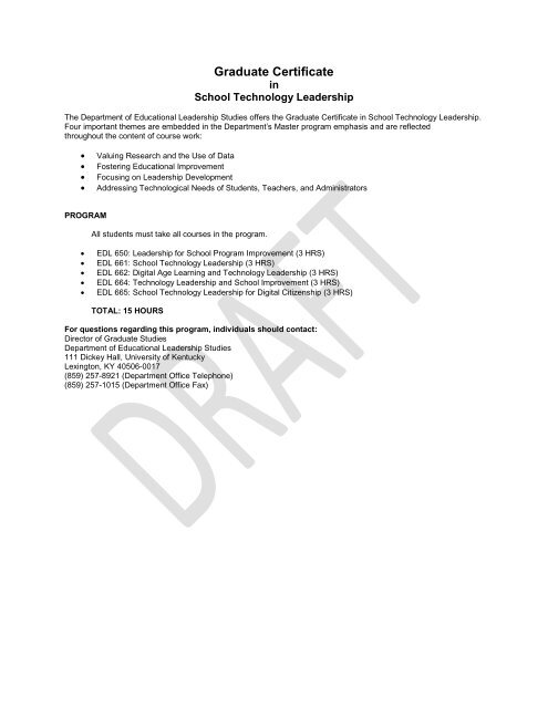 Grad Certificate in School Technology Leadership - University of ...