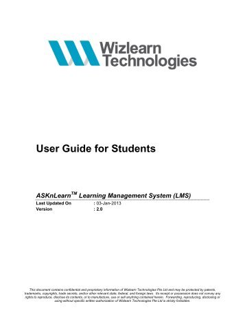 Student's Guide - ASKnLearn - Wizlearn Technologies