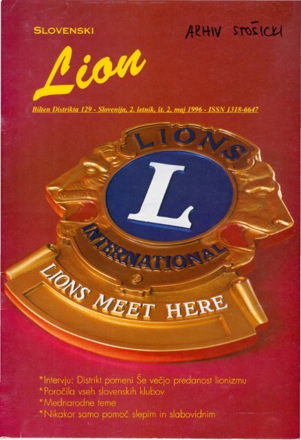 Slovenski Lion, maj 1996 - Lions Distrikt 129