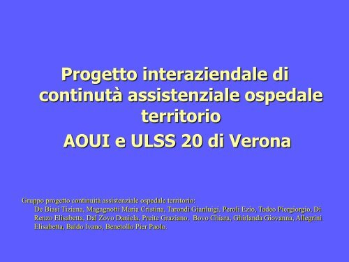 Progetto assistenza dimissioni protette