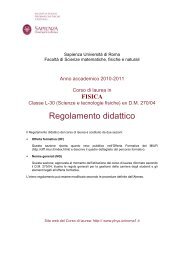 Regolamento didattico - Dipartimento di Fisica - Sapienza