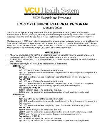EMPLOYEE NURSE REFERRAL PROGRAM