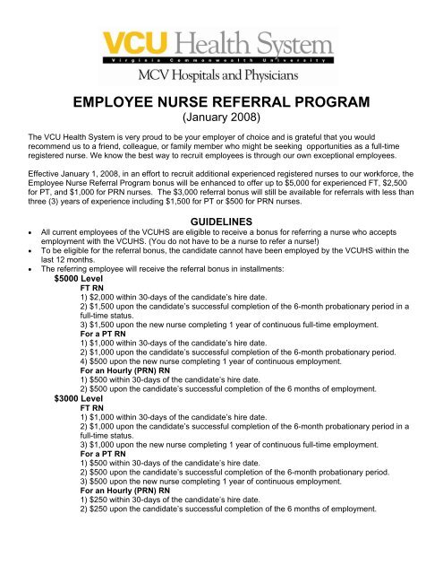 EMPLOYEE NURSE REFERRAL PROGRAM