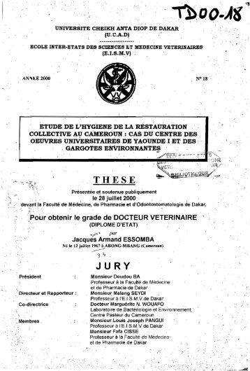 Etude de l'hygiÃ¨ne de la restauration collective au Cameroun - BEEP