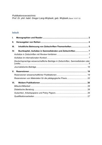 Literaturliste Lang-Wojtasik - Pädagogische Hochschule Weingarten