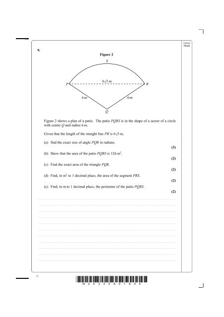 6664/01 Edexcel GCE Core Mathematics C2 Advanced Subsidiary