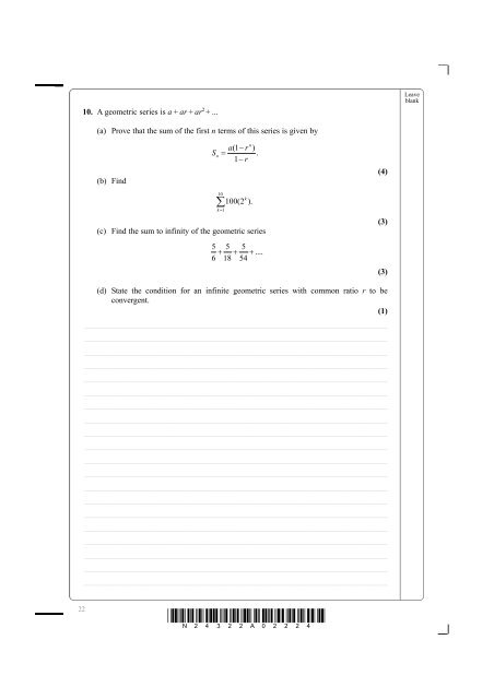 6664/01 Edexcel GCE Core Mathematics C2 Advanced Subsidiary