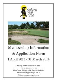 Membership Information & Application Form - Gisborne Golf Club