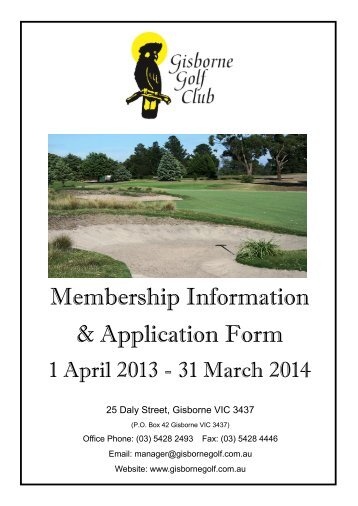 Membership Information & Application Form - Gisborne Golf Club