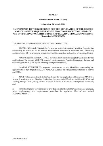 MEPC 54/21 ANNEX 3 RESOLUTION MEPC.142(54) Adopted ... - IMO