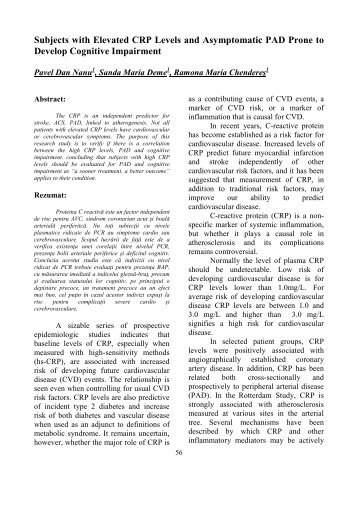 Subjects with Elevated CRP Levels and Asymptomatic ... - jmedar.ro