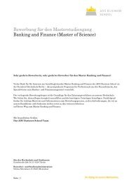 Bewerbung fÃ¼r den Masterstudiengang Banking and Finance ...