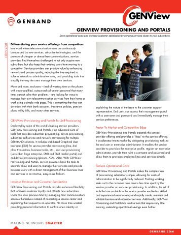 GENView Provisioning and Portals Datasheet - Genband
