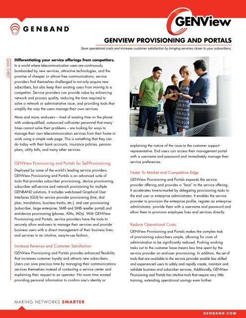 GENView Provisioning and Portals Datasheet - Genband