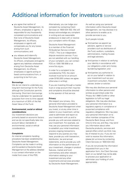 DWS Strategic Value Fund - Colonial First State