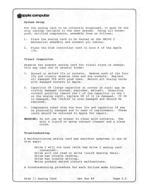 Apple Disk II Technical Procedures