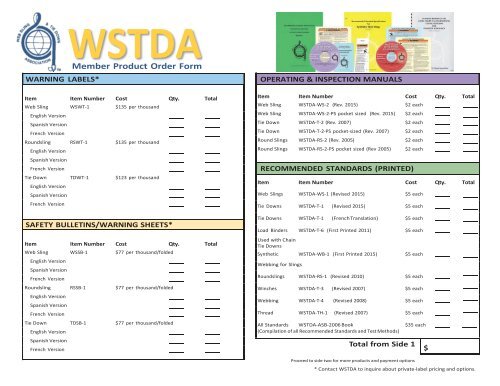 Wstda Label Download a WSTDA Member Order Form