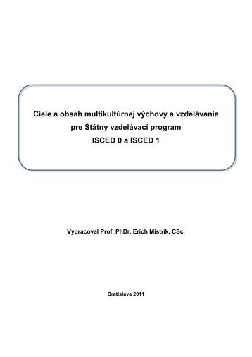 MultikultÃºrna vÃ½chova - ISCED 0 a 1 - Å tÃ¡tny pedagogickÃ½ Ãºstav