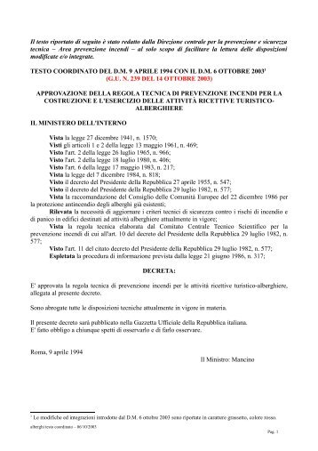 DECRETO MINISTERIALE 9 aprile 1994 (Gazzetta Ufficiale n