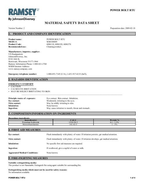 MATERIAL SAFETY DATA SHEET - E-Way.ca