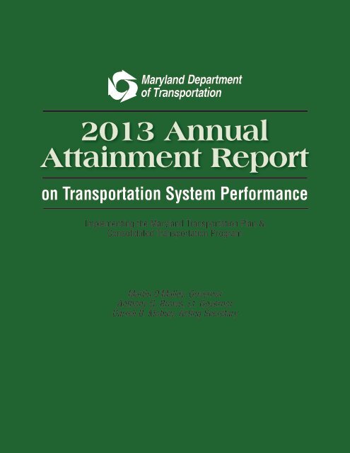 2013 Attainment Report - Maryland Department of Transportation ...