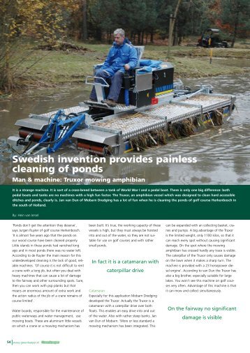 Swedish invention provides painless cleaning of ponds - Greenkeeper