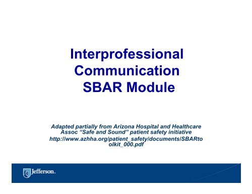 Interprofessional Communication SBAR Module - jeffline