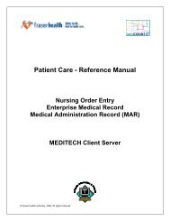 Patient Care - Reference Manual - Physician - Fraser Health Authority