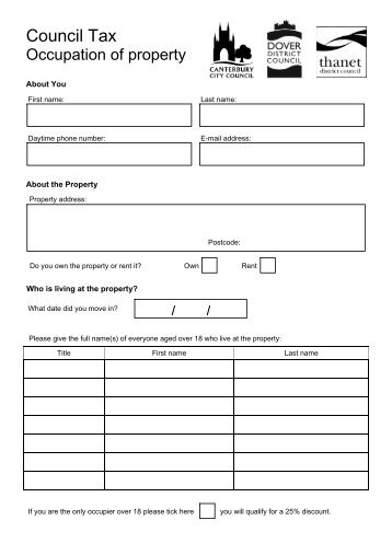 Download the occupation of property form - Canterbury City Council