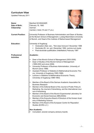 Curriculum Vitae - Institut für Marktorientierte Unternehmensführung ...