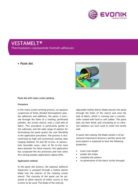 VESTAMELT® past dot application - Adhesives & Sealants by Evonik