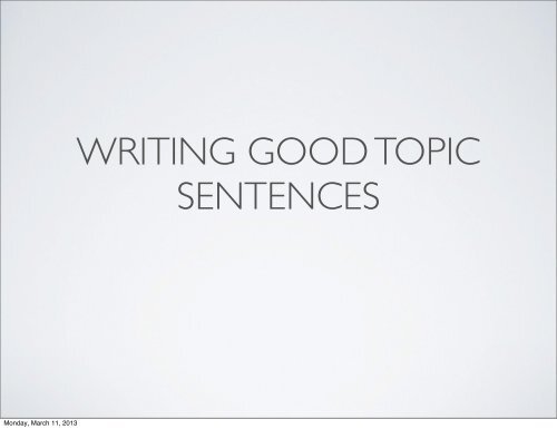 great topic sentences