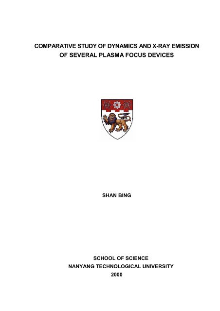 comparative study of dynamics and x-ray emission of several ...