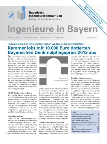 Ingenieure in Bayern 10/2011 - Bayerische Ingenieurekammer-Bau